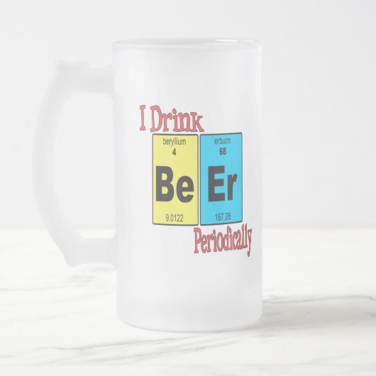 Funny Frosted Beer Mok, ik Drink bier periodiek Matglas Bierpul (Links)