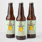Funny Frosty Beer Man Humor Aangepaste kerstfoto Bier Etiket (Flessen)