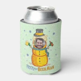 Funny Frosty Beer Man Humor Aangepaste kerstfoto Blikjeskoeler