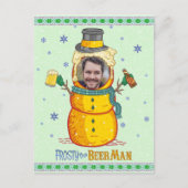 Funny Frosty Beer Man Humor Aangepaste kerstfoto Briefkaart (Voorkant)