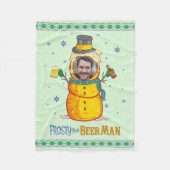 Funny Frosty Beer Man Humor Aangepaste kerstfoto Fleece Deken (Voorkant)
