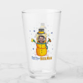 Funny Frosty Beer Man Humor Aangepaste kerstfoto Glas (Voorkant)