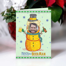 Funny Frosty Beer Man Humor Aangepaste kerstfoto