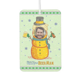 Funny Frosty Beer Man Humor Aangepaste kerstfoto Luchtverfrisser