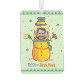 Funny Frosty Beer Man Humor Aangepaste kerstfoto Luchtverfrisser (Achterkant)