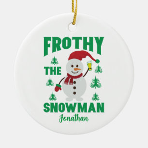 Funny Frothy the Snowman Personalized Keramisch Ornament