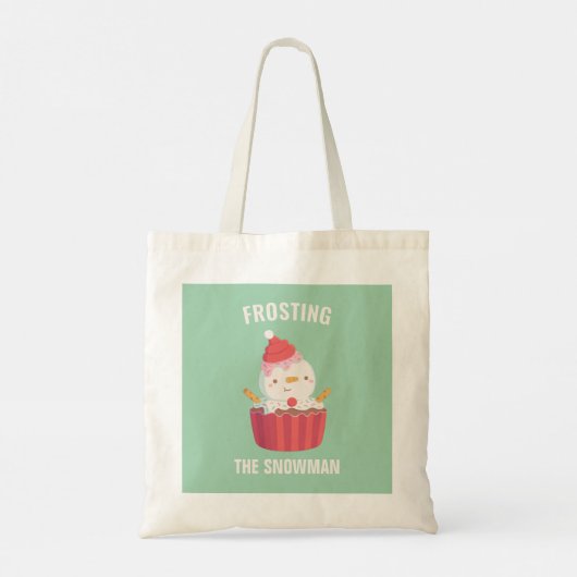 Funny Froting the Snowman Cupcake Pun Tote Bag (Achterkant)