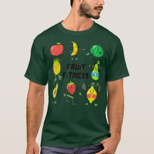 Funny Fruit Fitness Pun Pattern roze T-shirt