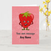 Funny Fruit - Geëmprimeerde aardbeiroze - Aangepas Kaart (Gele Bloem)