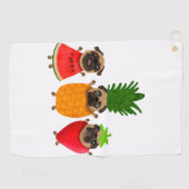 Funny Fruit Pug Cute Dog Gift | Pet Lover Golfhanddoek (Horizontaal)