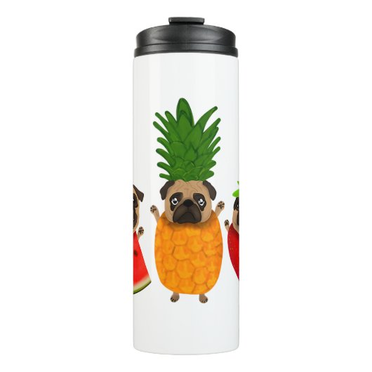 Funny Fruit Pug Cute Dog Gift | Pet Lover Thermosbeker (Voorkant)
