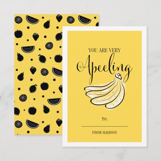 Funny Fruit Pun Banana Classroom Valentijn Card Kaart (Voorkant / Achterkant)