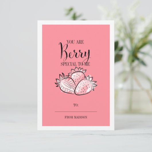 Funny Fruit Pun Berry Classroom Valentijn Card Kaart (Staand voorkant)