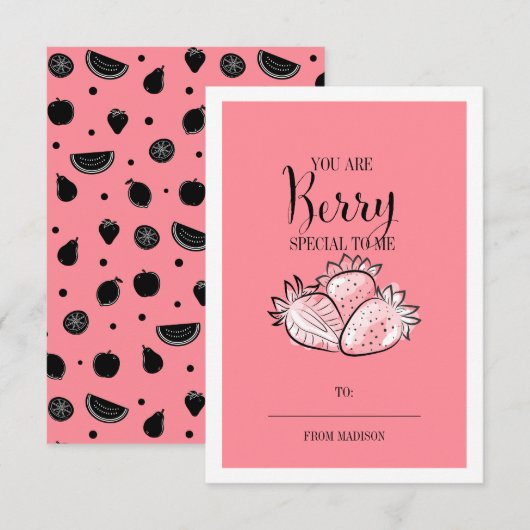 Funny Fruit Pun Berry Classroom Valentijn Card Kaart (Voorkant / Achterkant)