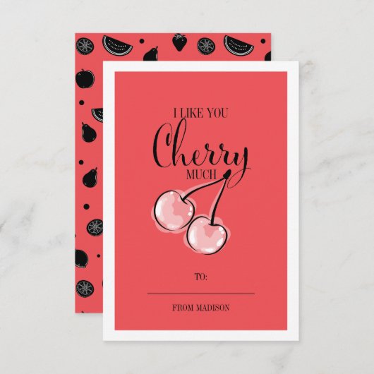 Funny Fruit Pun Cherry Classroom Valentijn Card Kaart (Voorkant / Achterkant)