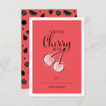 Funny Fruit Pun Cherry Classroom Valentijn Card