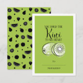 Funny Fruit Pun Kiwi Classroom Valentijn Card Kaart (Voorkant / Achterkant)