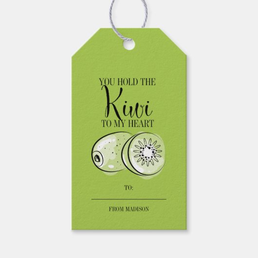 Funny Fruit Pun Kiwi Heart Valentijn Gift Labels Cadeaulabel (Voorkant)