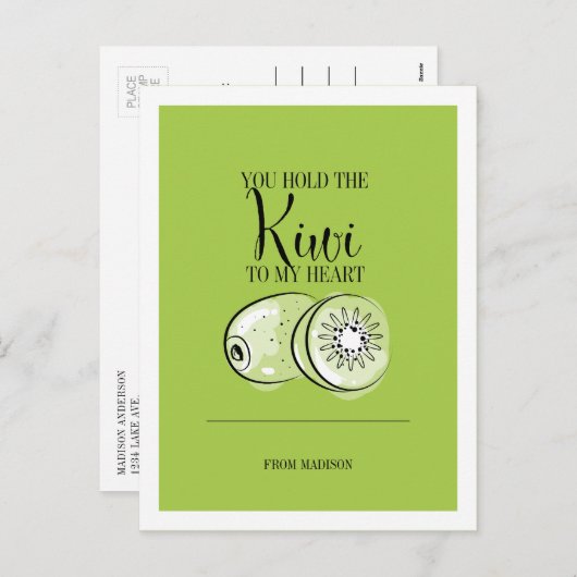 Funny Fruit Pun Kiwi om Valentijn Briefkaart te ha (Voorkant / Achterkant)