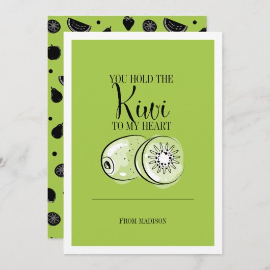 Funny Fruit Pun Kiwi om Valentijn Kaart te hart (Voorkant / Achterkant)