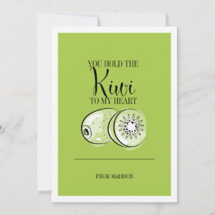 Funny Fruit Pun Kiwi om Valentijn Kaart te hart