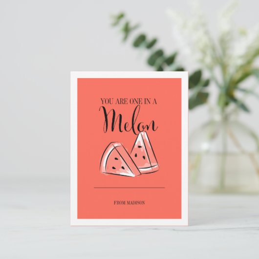 Funny Fruit Pun Melon Valentijn Briefkaart (Staand voorkant)