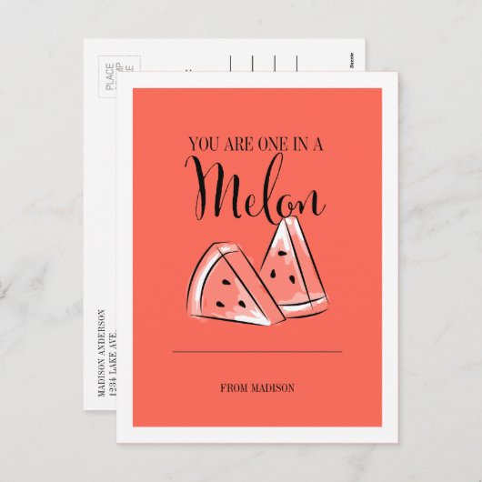 Funny Fruit Pun Melon Valentijn Briefkaart (Voorkant / Achterkant)