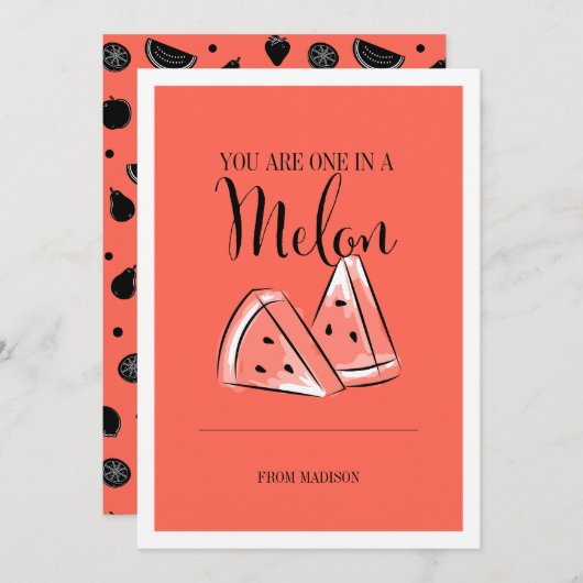 Funny Fruit Pun Melon Valentijn Card Feestdagenkaart (Voorkant / Achterkant)