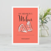 Funny Fruit Pun Melon Valentijn Card Feestdagenkaart (Staand voorkant)