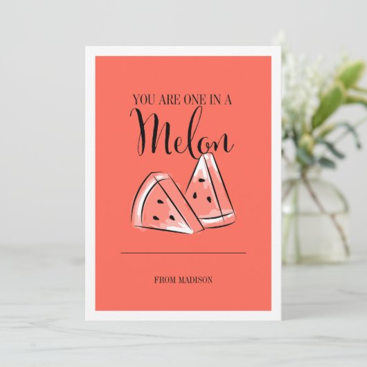 Funny Fruit Pun Melon Valentijn Card Feestdagenkaart (Staand voorkant)