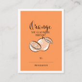 Funny Fruit Pun Oranje klaslokaalkaart Afsprakenkaartje (Voorkant)