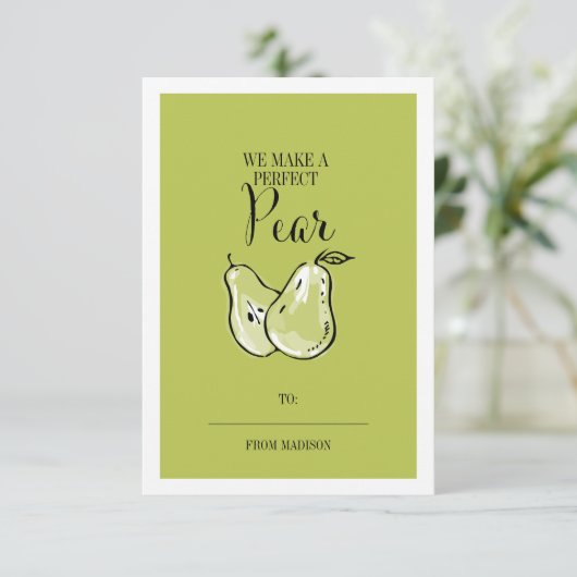 Funny Fruit Pun Pear Classroom Valentijn Card Kaart (Staand voorkant)