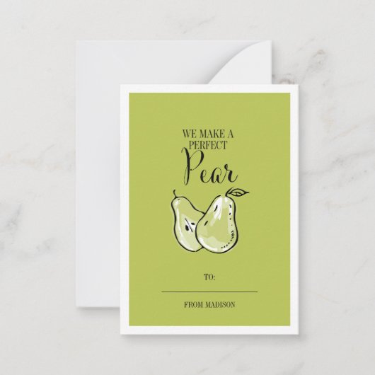 Funny Fruit Pun Pear Classroom Valentijn Card Notitiekaartje (Voorkant)