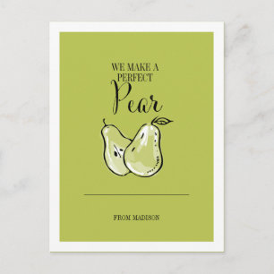 Funny Fruit Pun Perfect Pear Valentijn Briefkaart