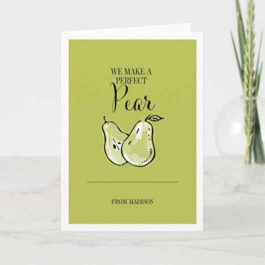 Funny Fruit Pun Perfect Pear Valentijn Card Feestdagen Kaart (Voorkant)
