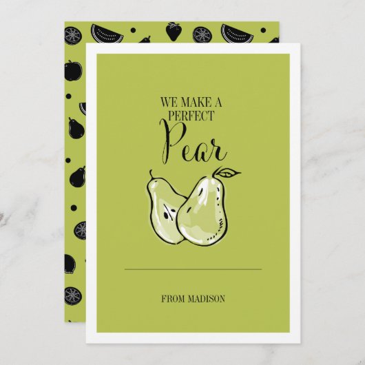 Funny Fruit Pun Perfect Pear Valentijn Card Feestdagenkaart (Voorkant / Achterkant)