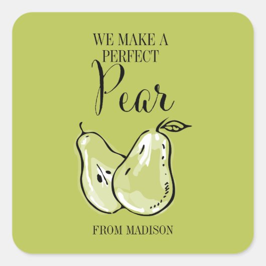 Funny Fruit Pun Perfect Pear Valentijn Sticker (Voorkant)