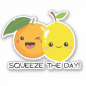 Funny fruit pun sticker - knijp op de laptop (Voorkant)