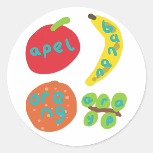Funny Fruit Ronde Sticker (Voorkant)
