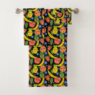 Funny Fruit Salad Whimsical Colorful Bad Handdoek