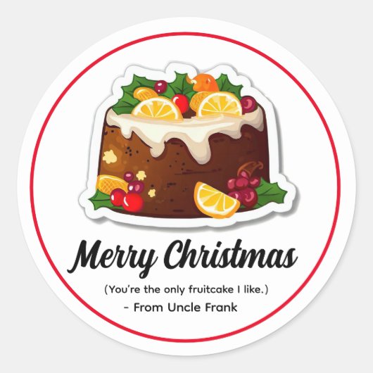 Funny Fruitcake Christmas Gift Label Sticker (Voorkant)