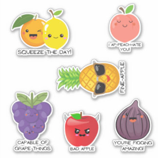 Funny fruitig stickers flesjes