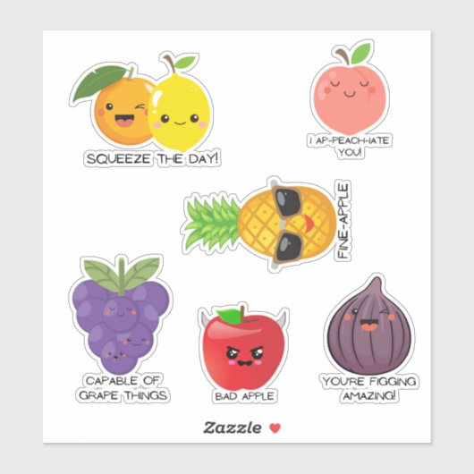 Funny fruitig stickers flesjes (Vel)