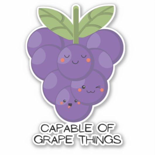 Funny fruitige druiven kawaii voor laptop sticker (Voorkant)