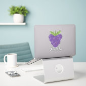 Funny fruitige druiven kawaii voor laptop sticker (Laptop op bureau)