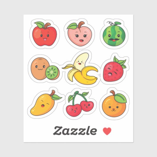 Funny Fruits Chibi Cartoon Stijl Sticker (Vel)