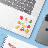 Funny Fruits Chibi Cartoon Stijl Sticker (Laptop met iPhone)