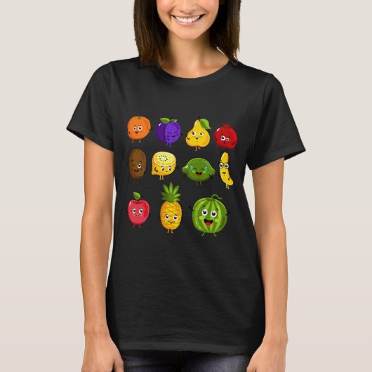 Funny Fruits Collage Fruit Vegetables T-shirt (Voorkant)
