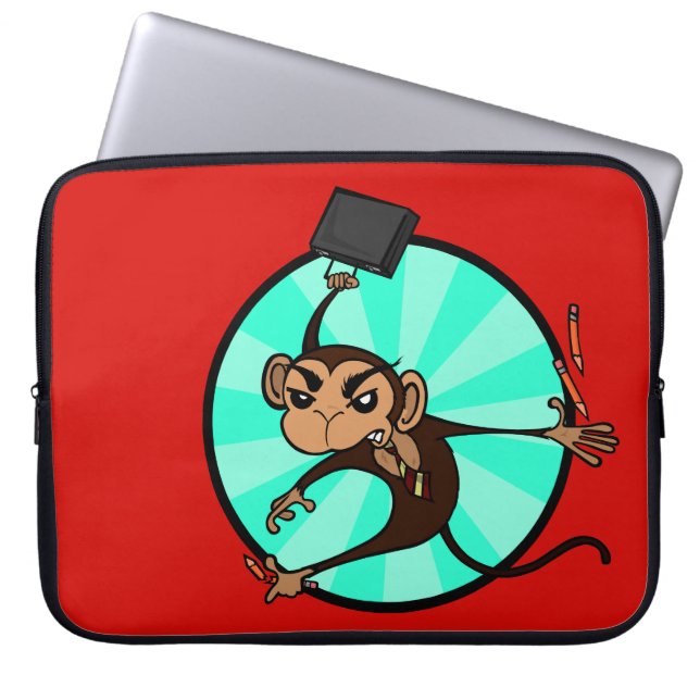 FUNNY FRUSTRATED MONKEY LAPTOP SLEEP SLEEVE (Voorkant)