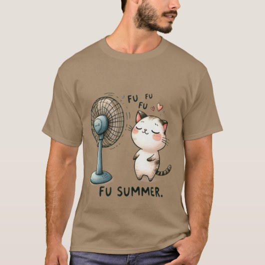 Funny "FU Summer" Cute Cat Cooling Fan ✨☀️🐈 T-shirt (Voorkant)